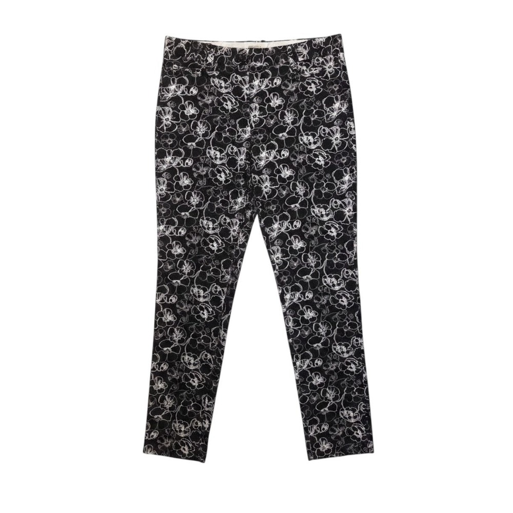Brooks Brothers Natalie Fit Trousers Floral Slim Ankle Black White‎ Preppy 8